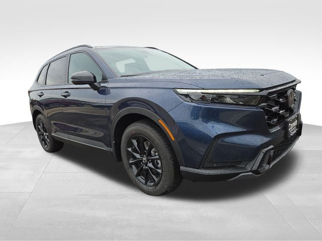 2026 Honda CR-V Hybrid Sport-L in Canyon River Blue Metallic — front three-quarter view